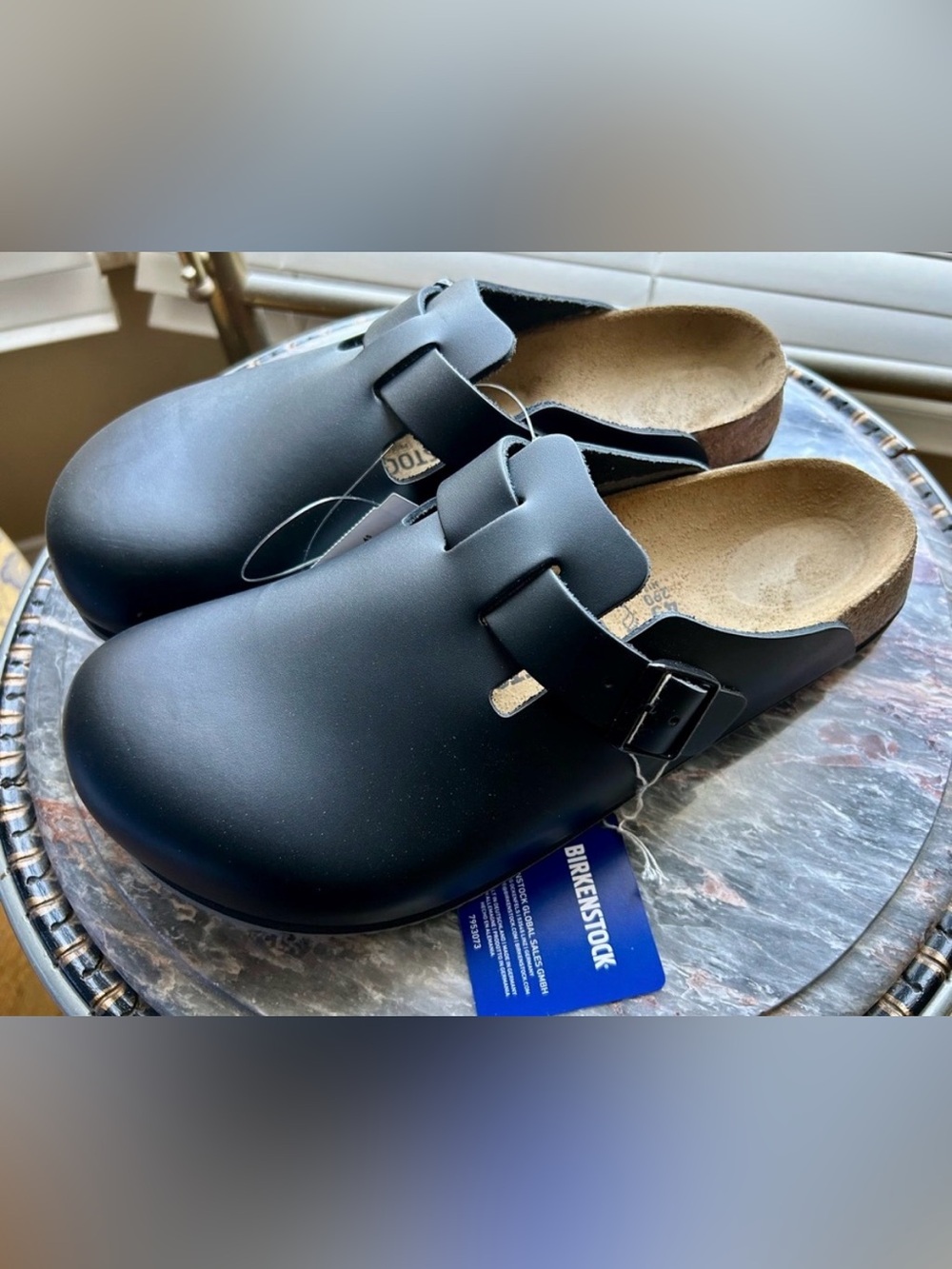 Birkenstock Black Boston Clog Mule with Buckle